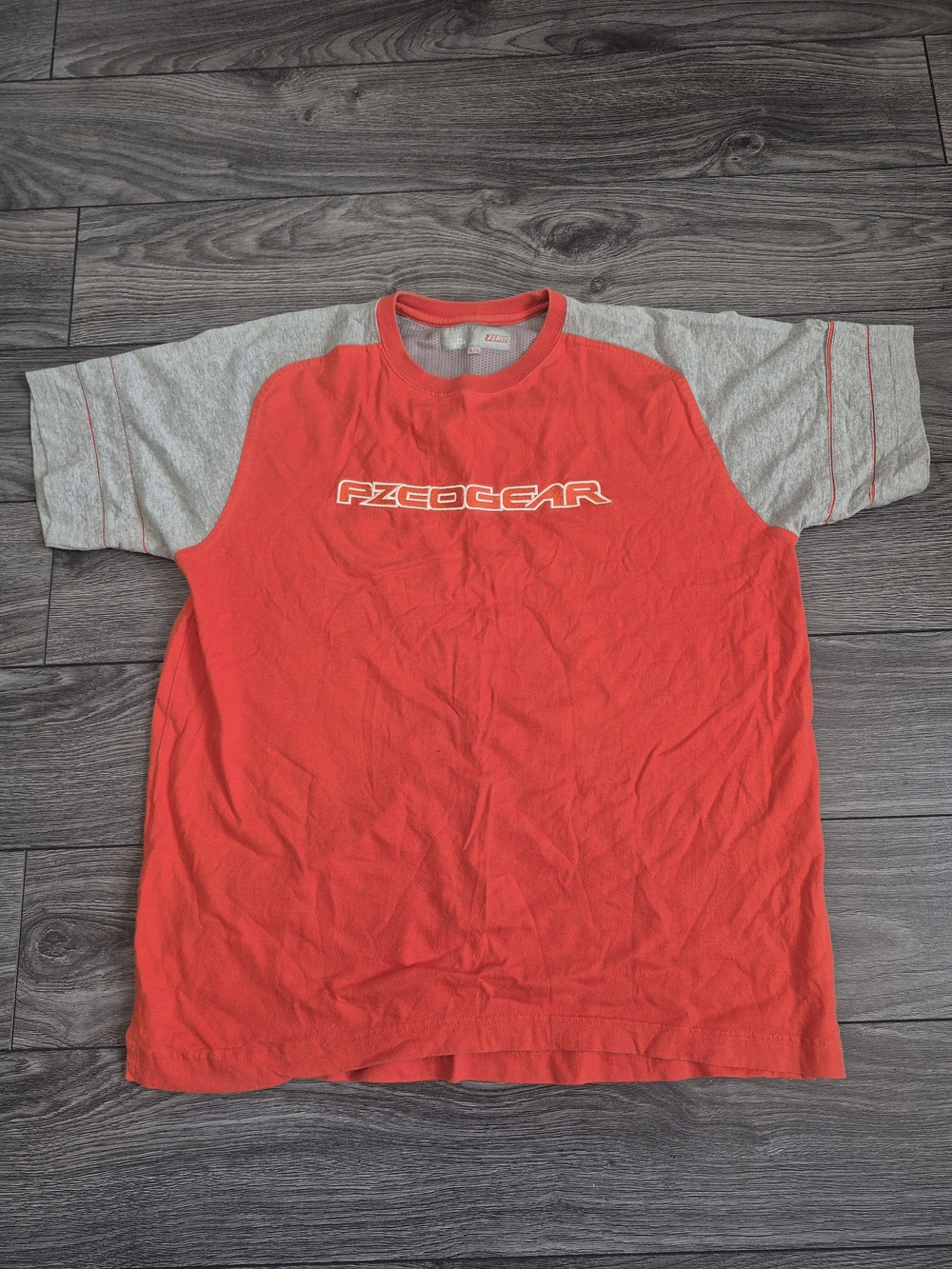 Vintage Point Zero Vital Cycle Tee - Orange & Grey - 100% Cotton